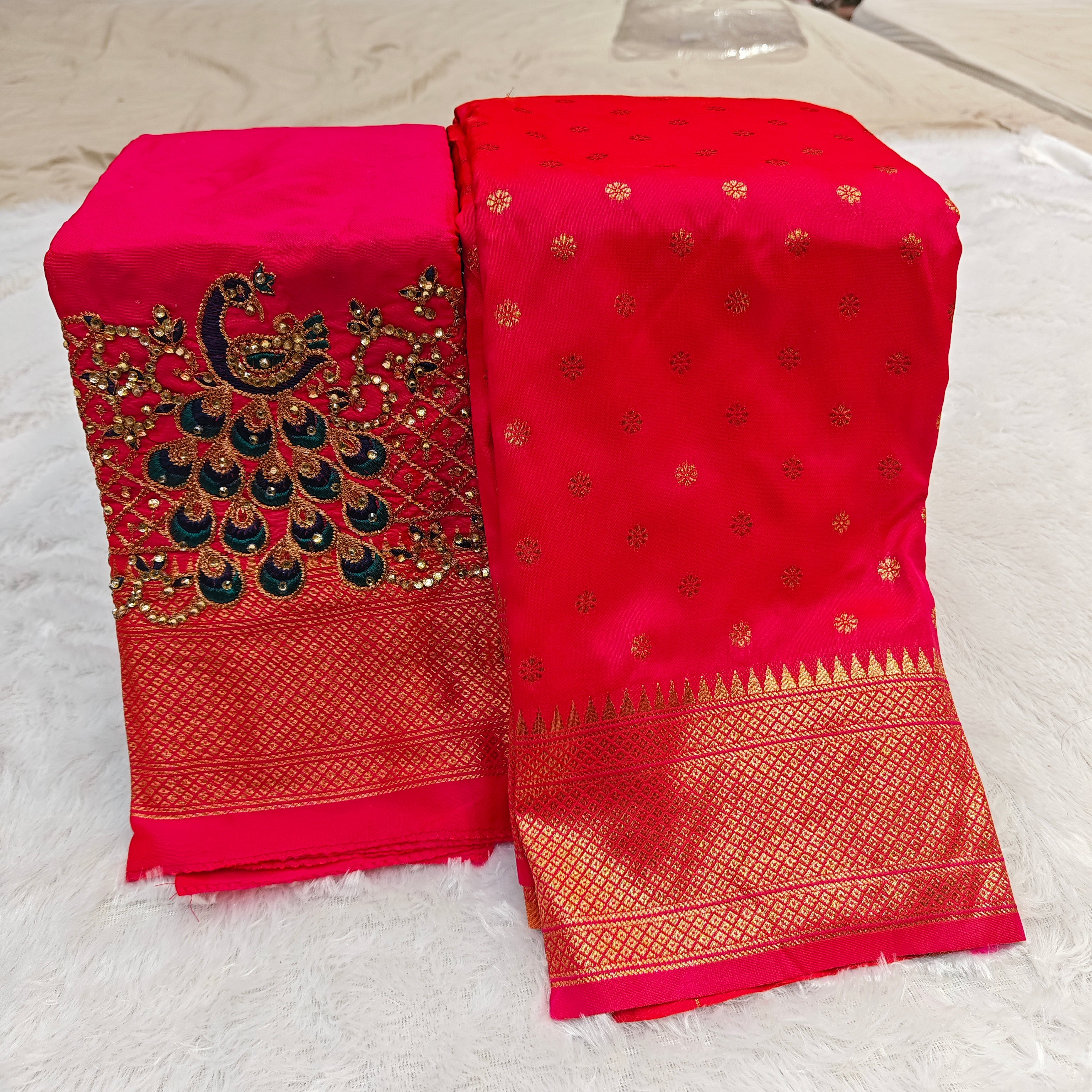 Premium Kalanjali Silk Saree with Handcrafted Aari Work Blouse
