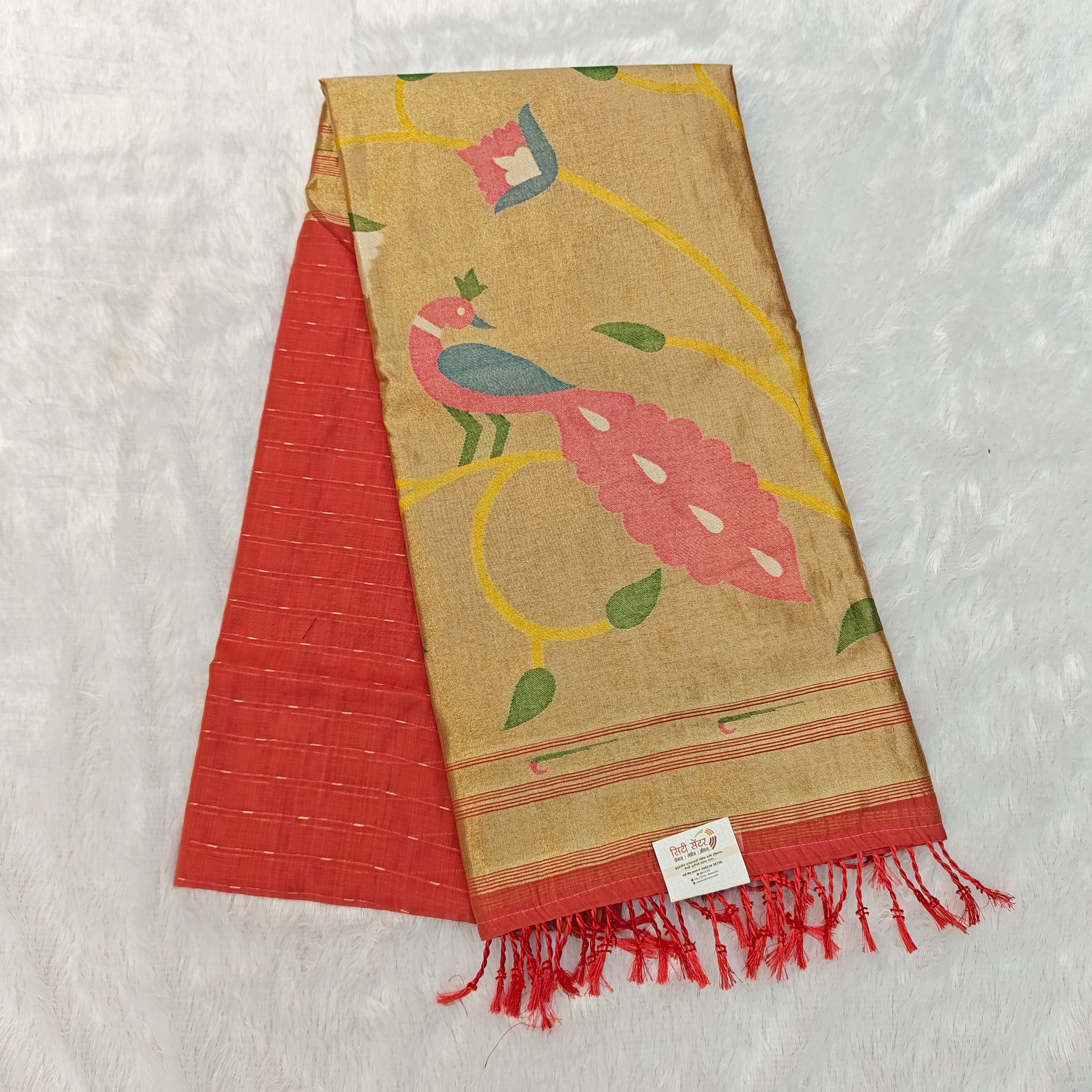 Pure Jamdani Silk Saree – Heavy Zari Work Pallu with All-Over Sequence Lines 1017