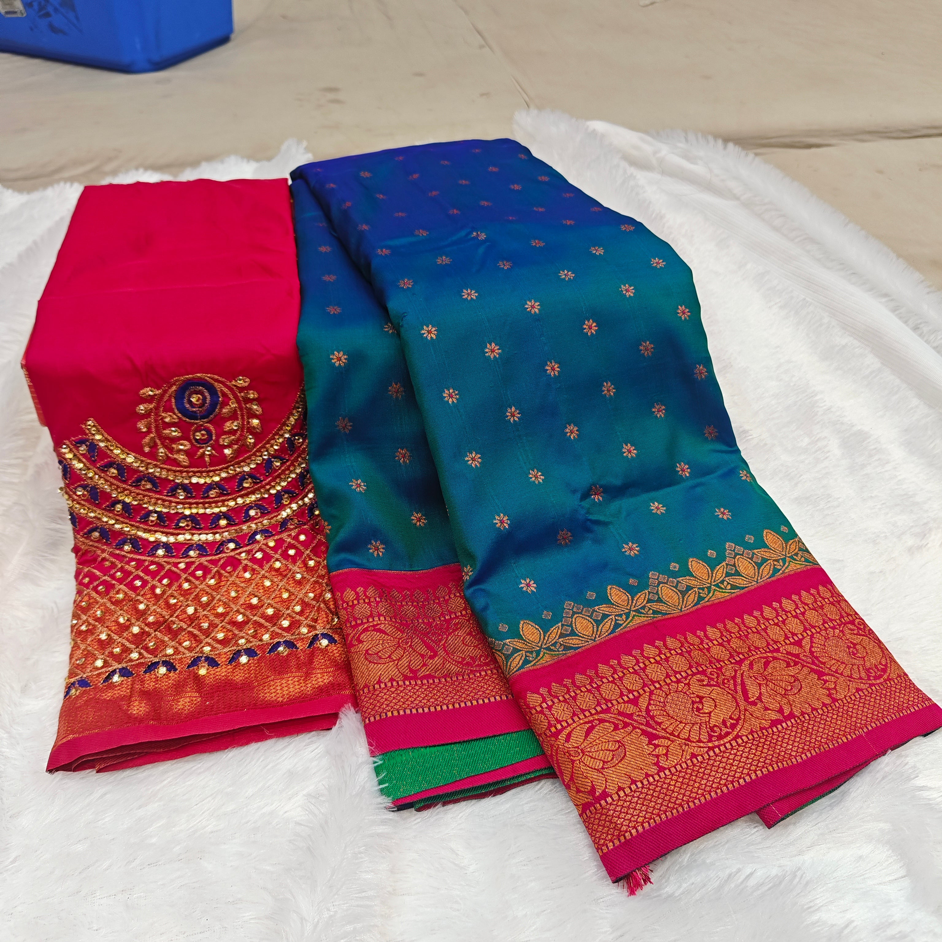 Premium Heavy Aari Work Blouse & Saree Ensemble 1020