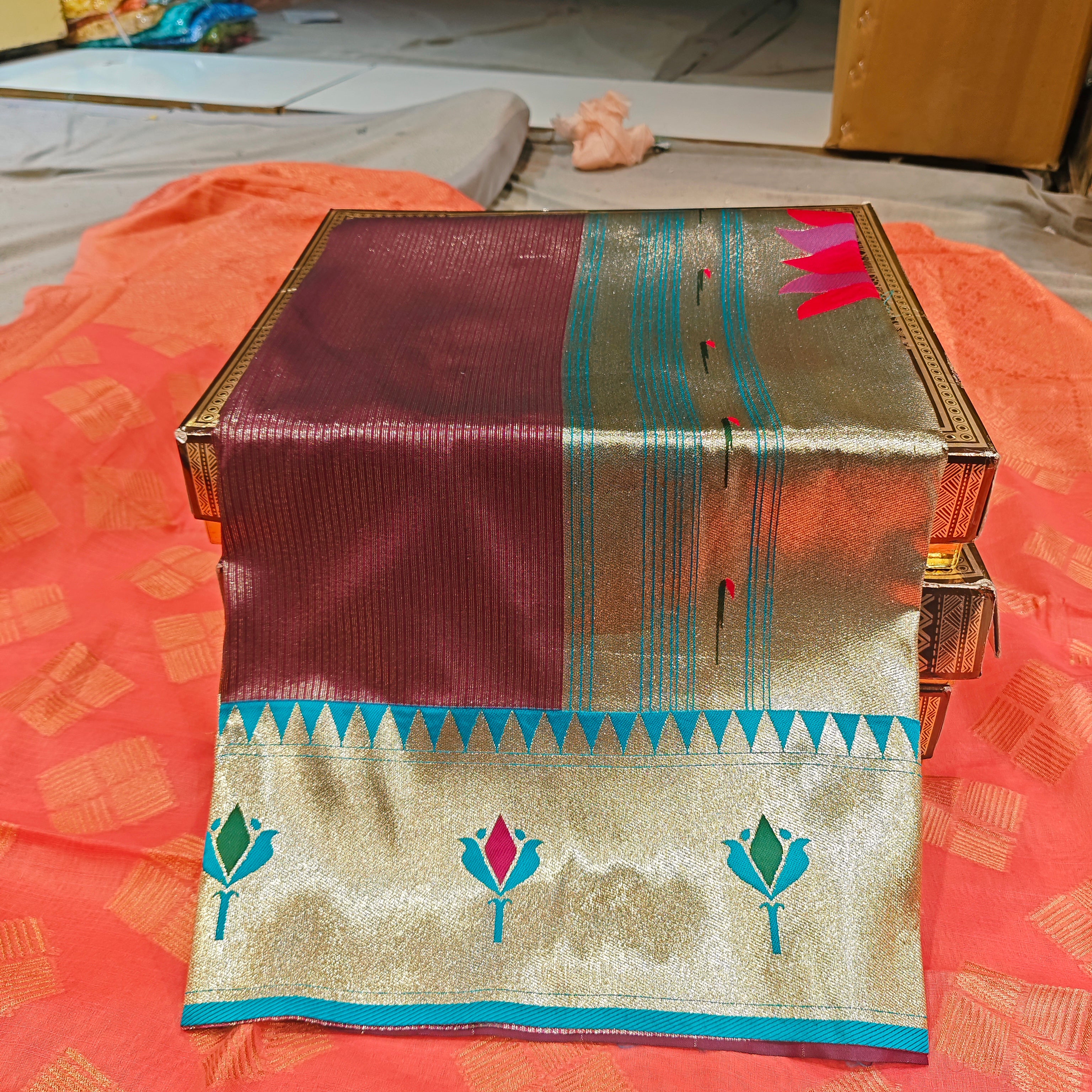 Royal Lotus Tissue Silk Paithani Saree 1010