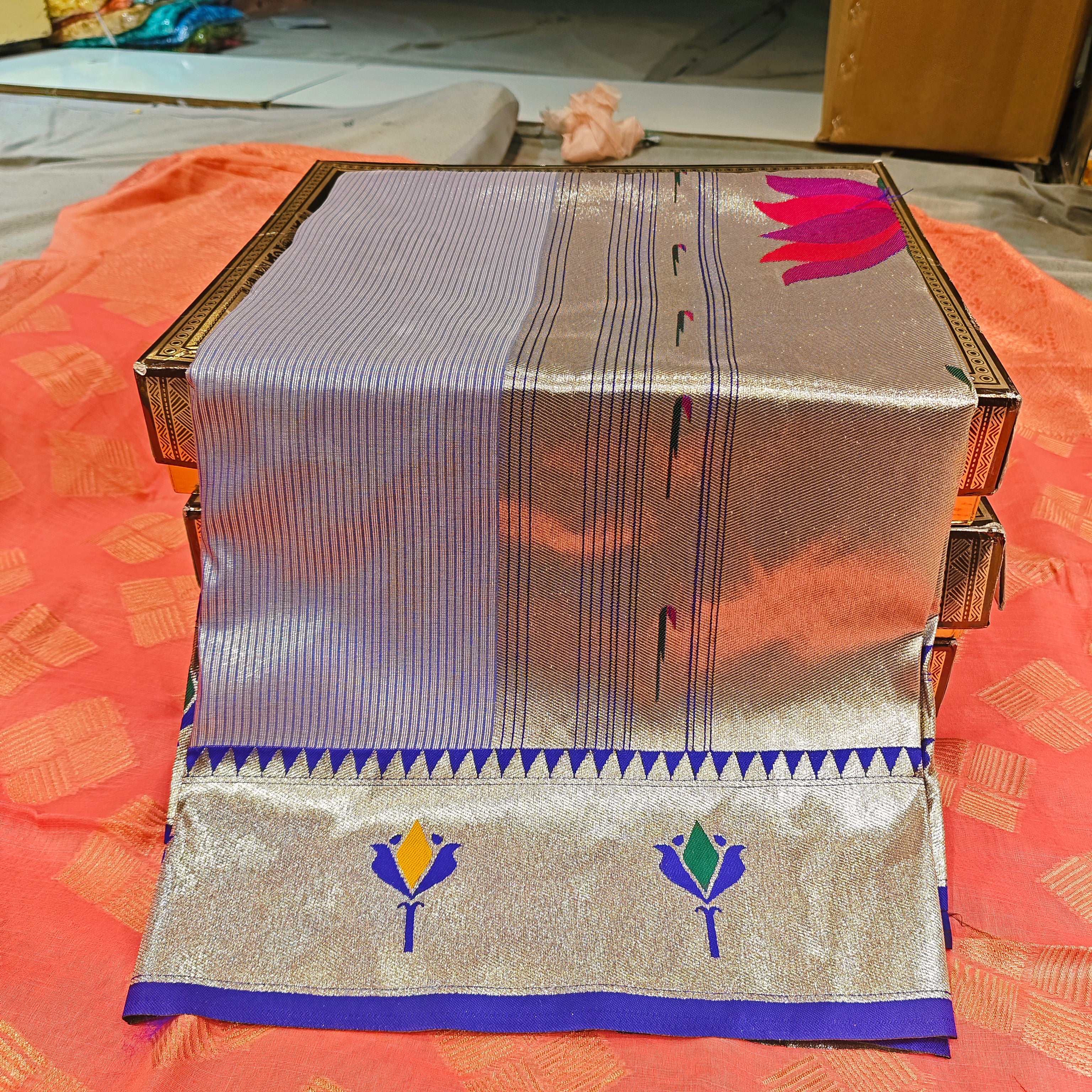 Royal Lotus Tissue Silk Paithani Saree 1010
