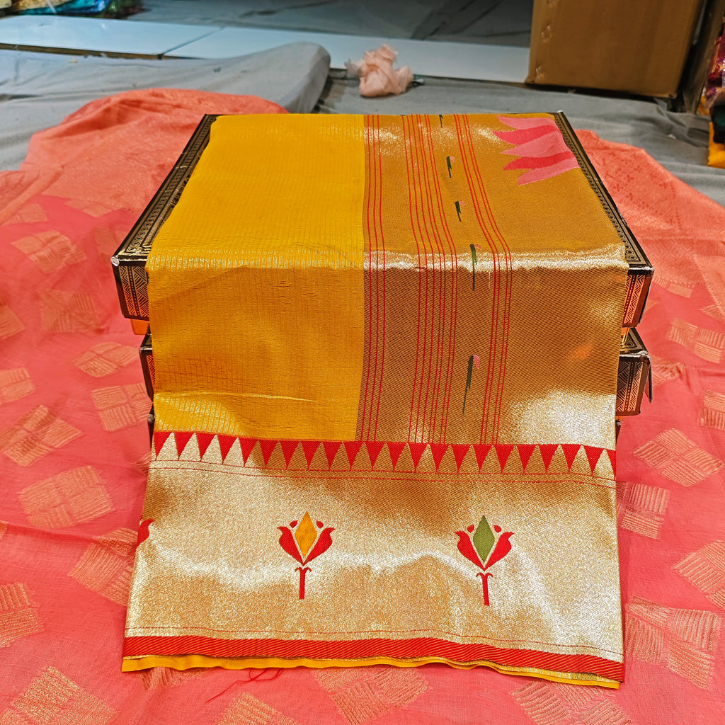 Royal Lotus Tissue Silk Paithani Saree 1010