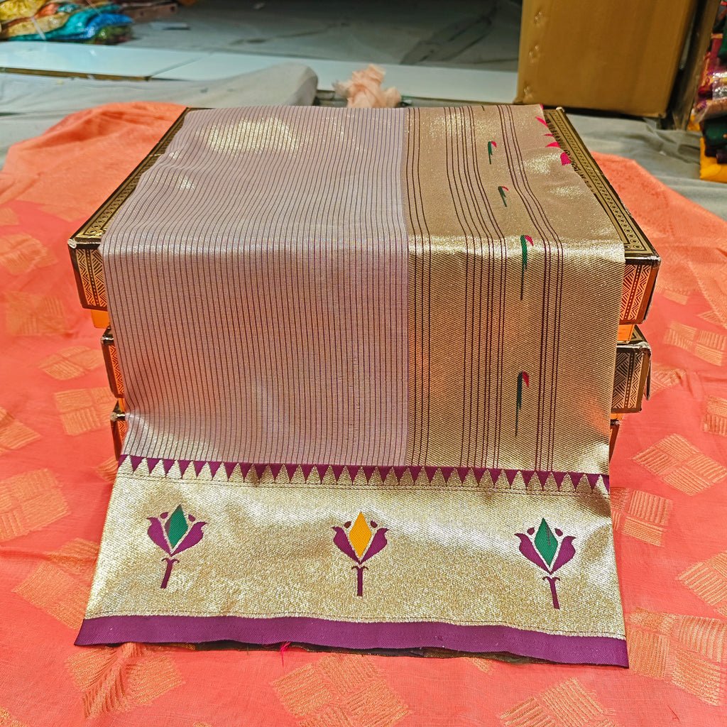 Royal Lotus Tissue Silk Paithani Saree 1010