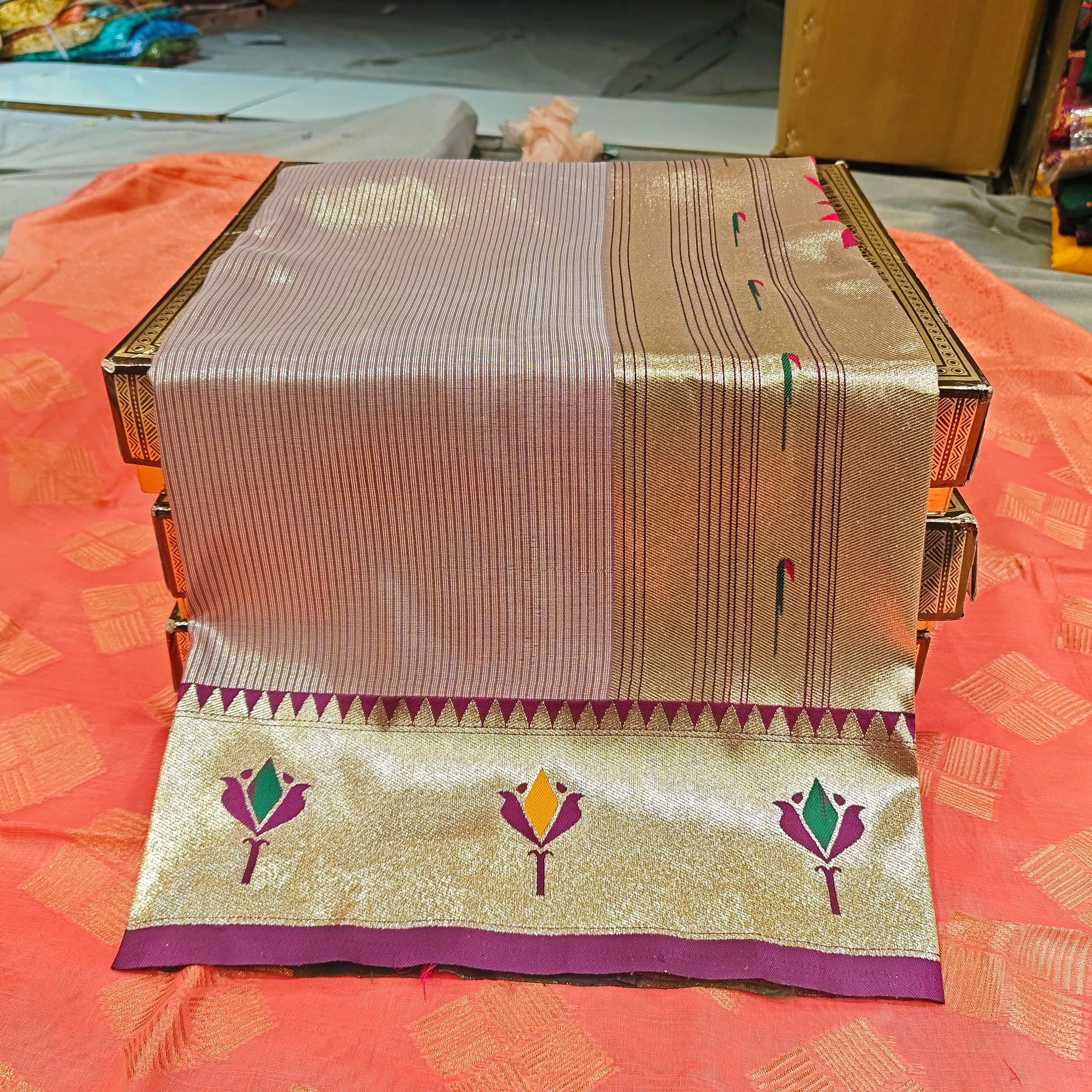 Royal Lotus Tissue Silk Paithani Saree 1010