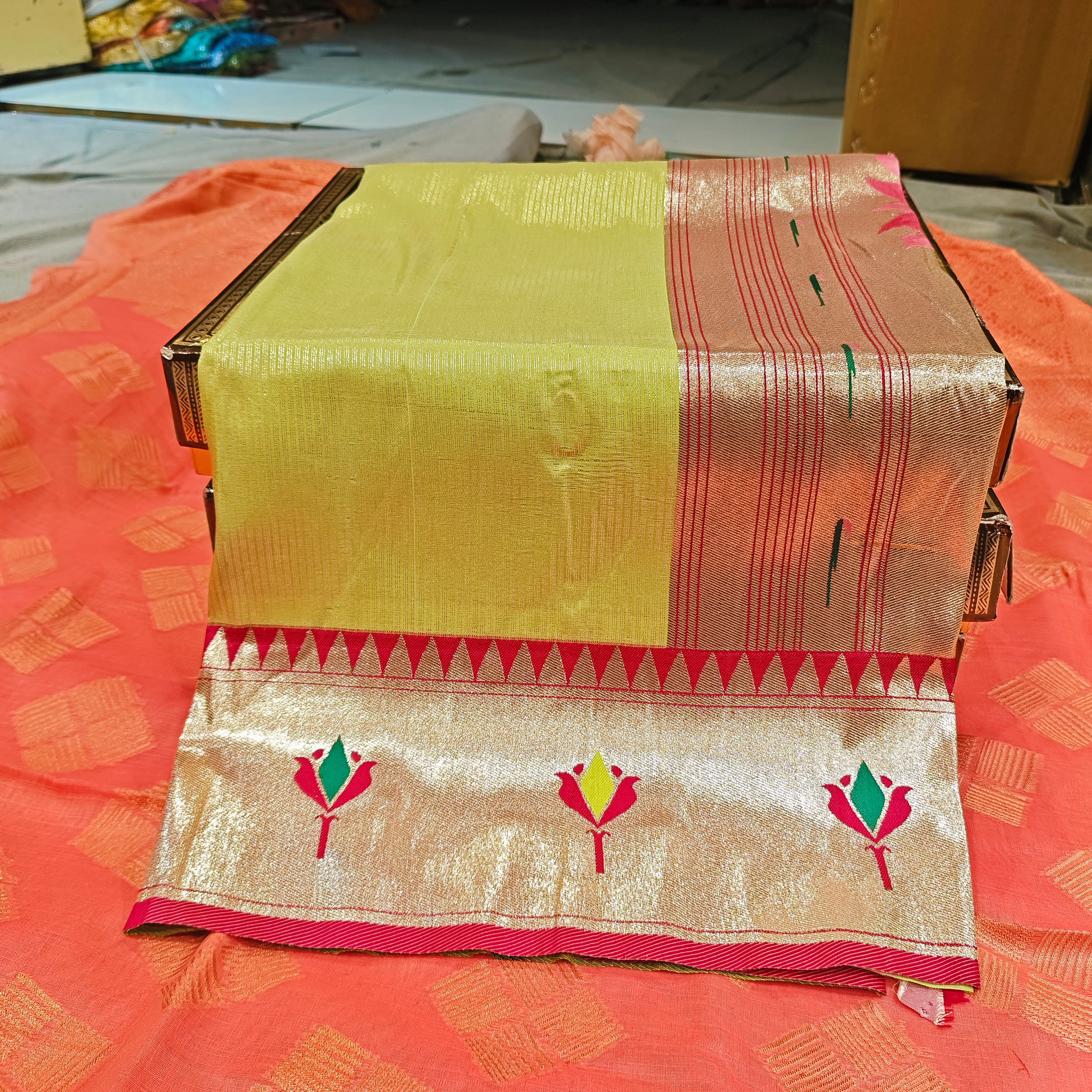 Royal Lotus Tissue Silk Paithani Saree 1010