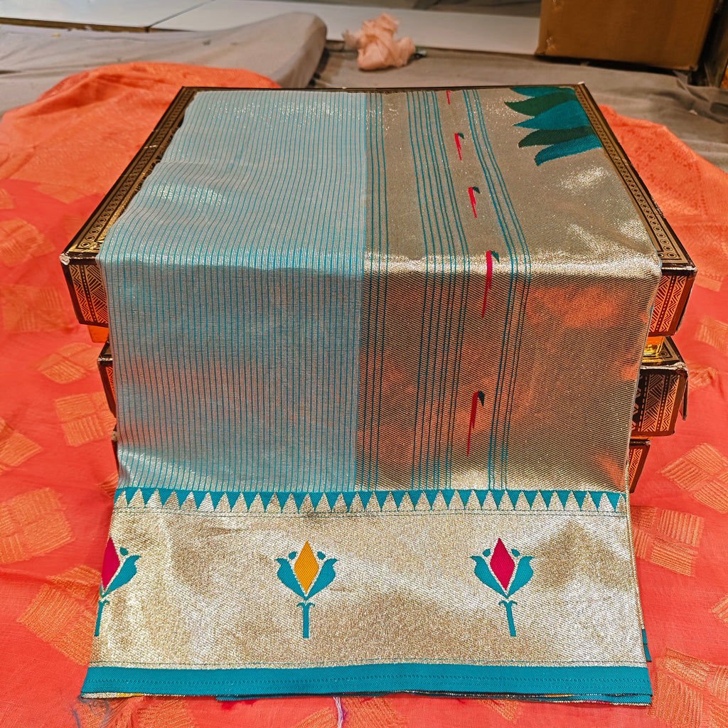 Royal Lotus Tissue Silk Paithani Saree 1010