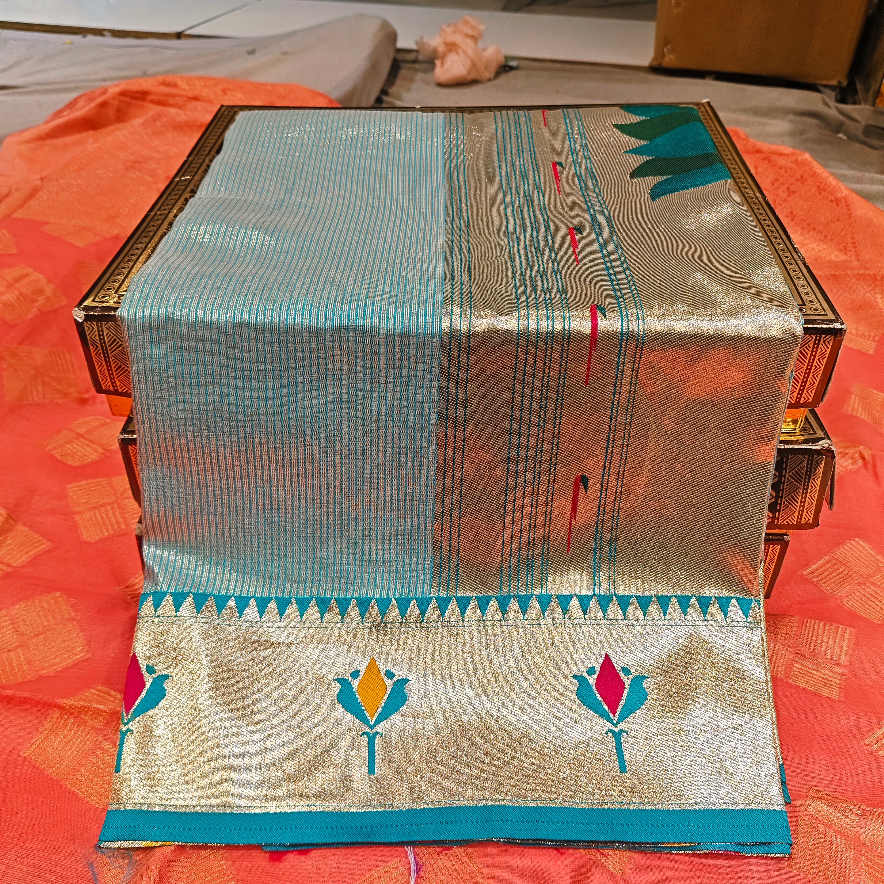 Royal Lotus Tissue Silk Paithani Saree 1010