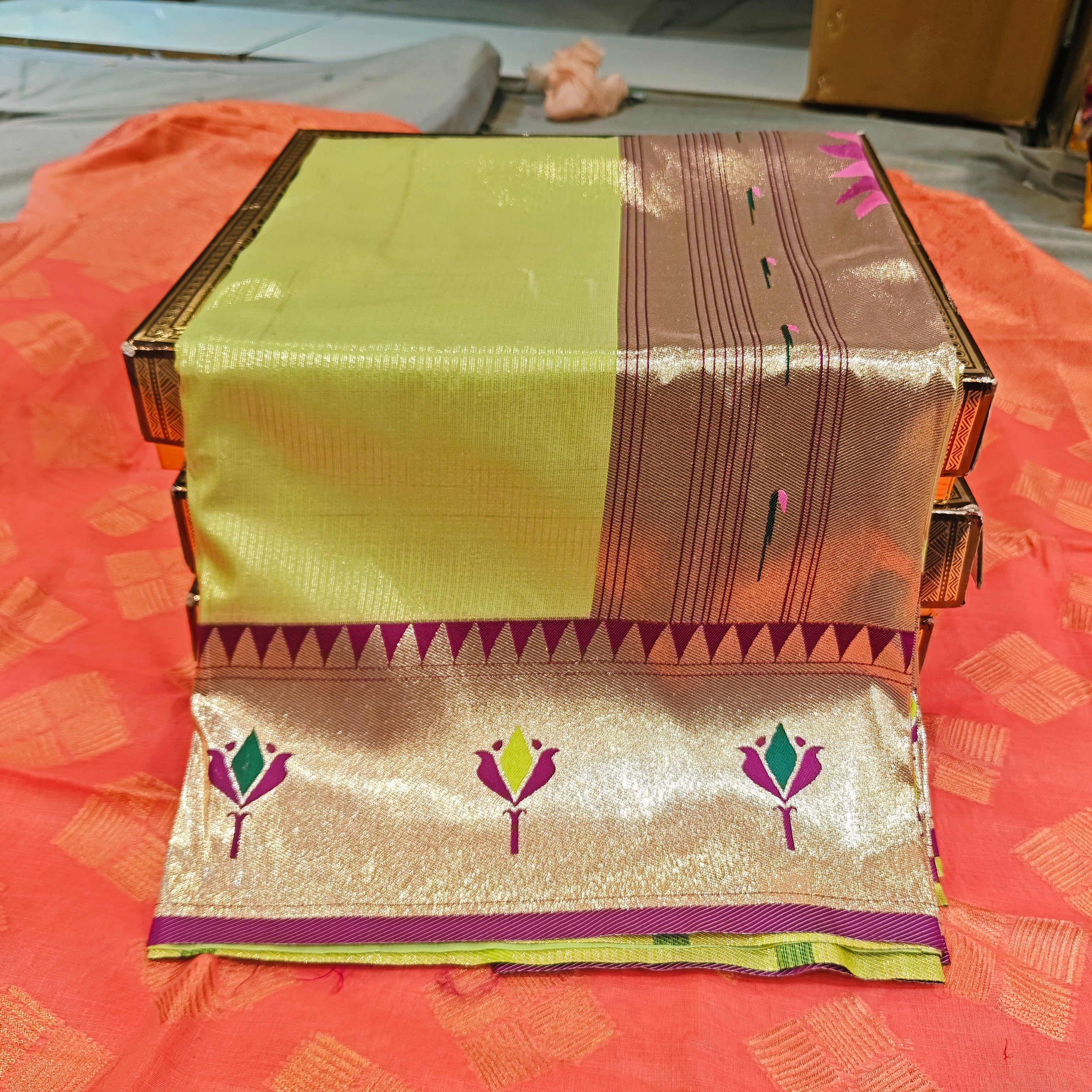 Royal Lotus Tissue Silk Paithani Saree 1010