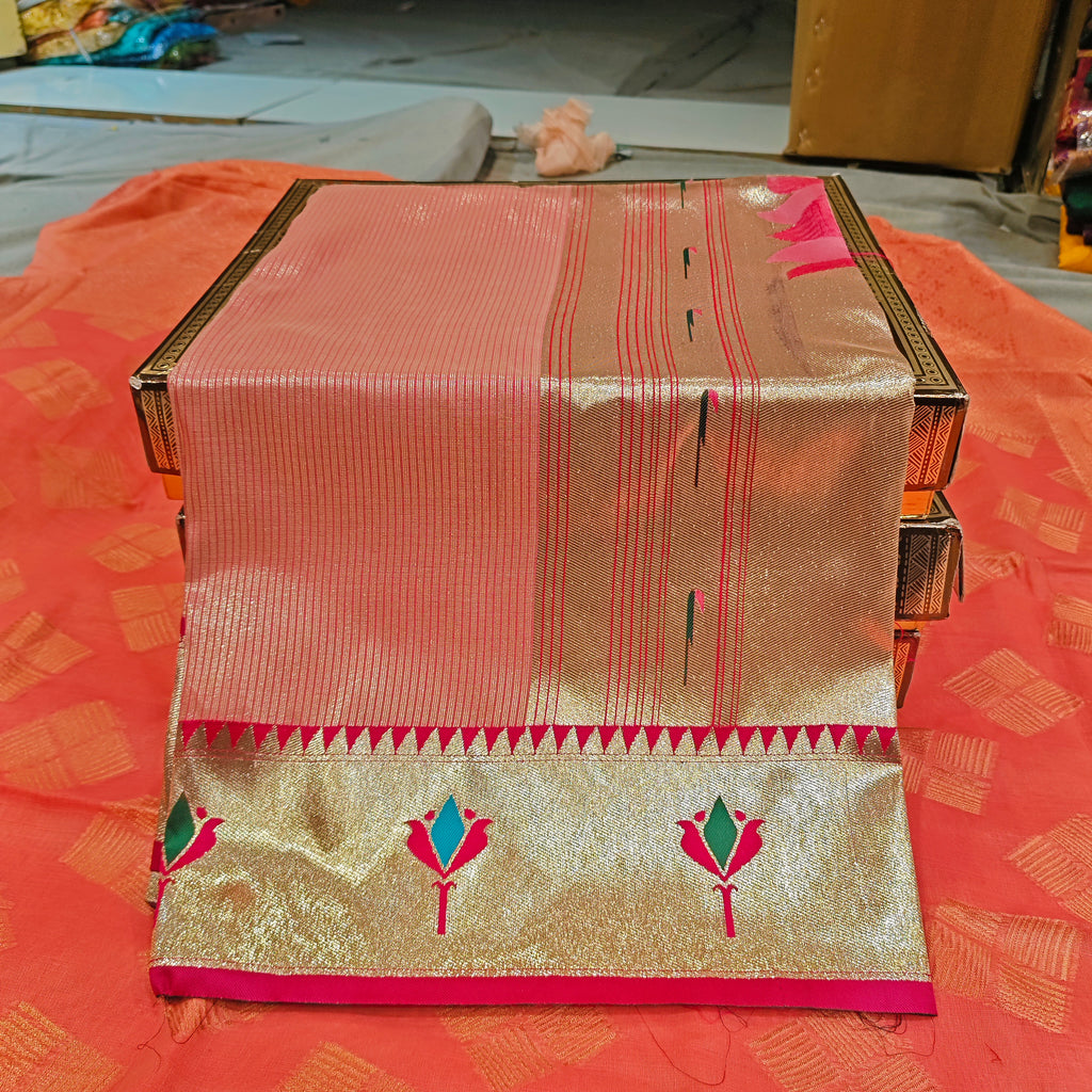 Royal Lotus Tissue Silk Paithani Saree 1010