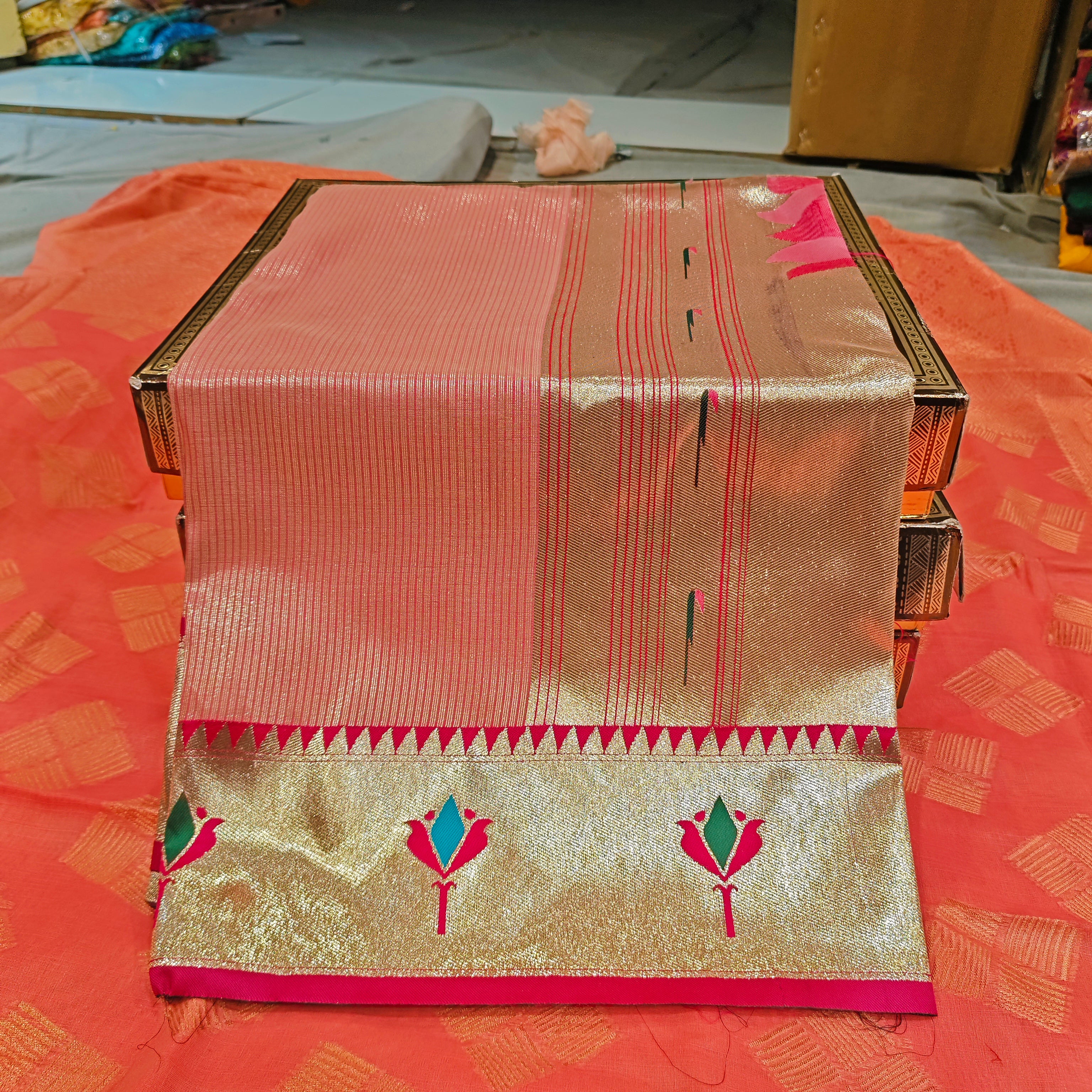 Royal Lotus Tissue Silk Paithani Saree 1010